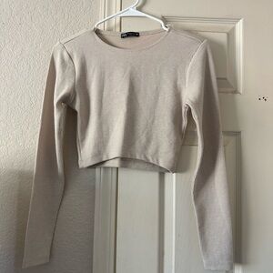 Zara crème crop top. Perfect for back to school!
